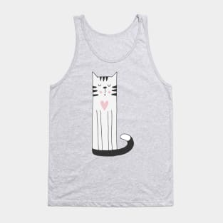 Cute Cat Scandinavian - National Cat Day Tank Top